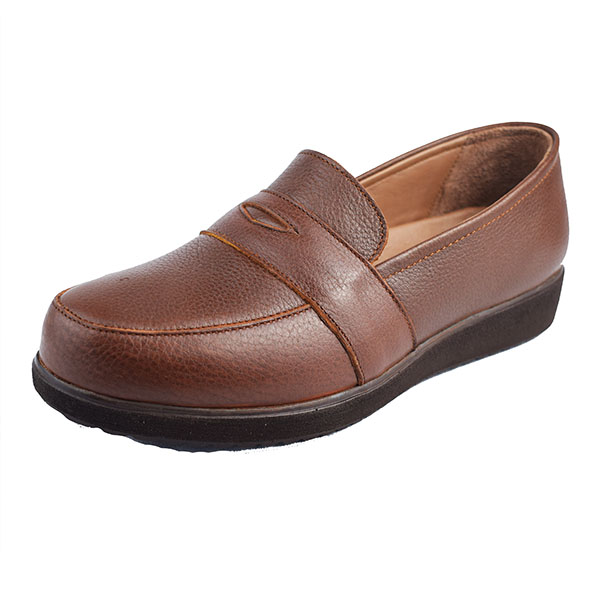 Mocassin Femme confort C02-1 tabac cuir  Mocassin médicales femme Maroc